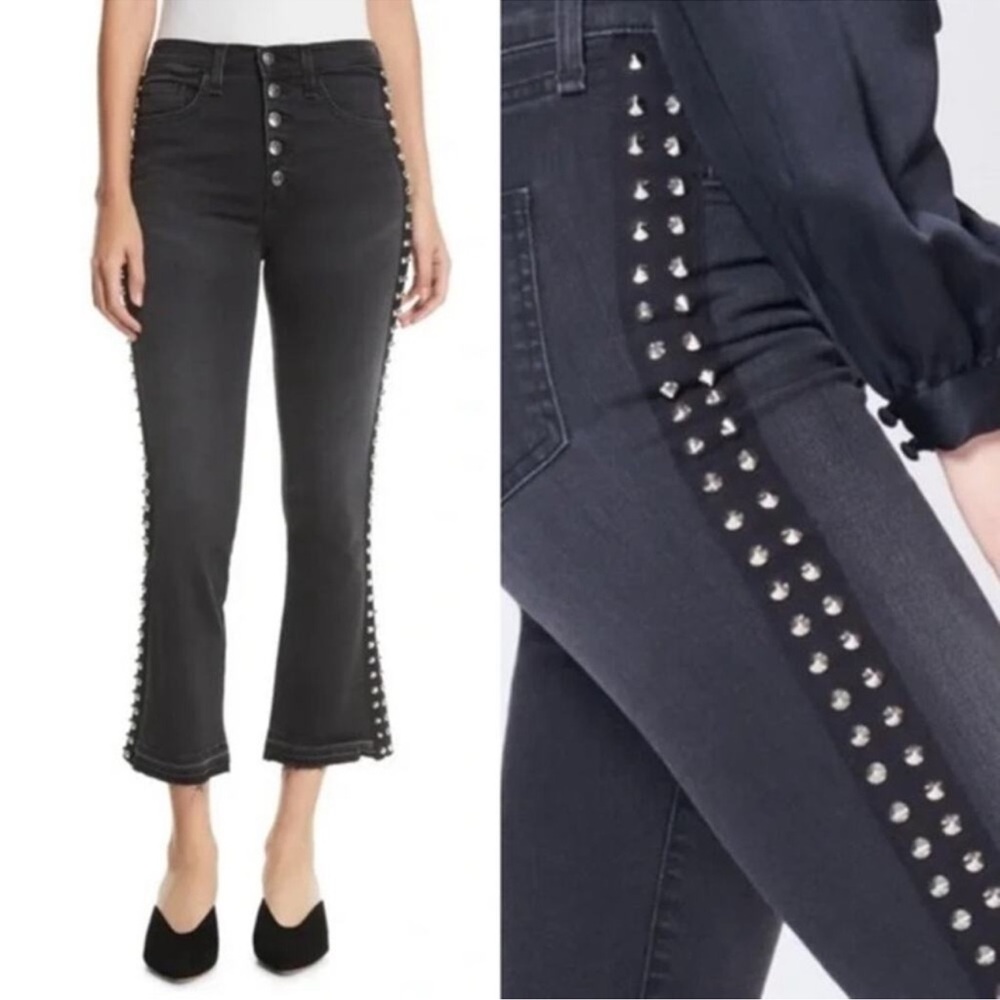 Veronica Beard Carolyn Black Studded Festival Rock Denim jeans women size 24 - Picture 1 of 8